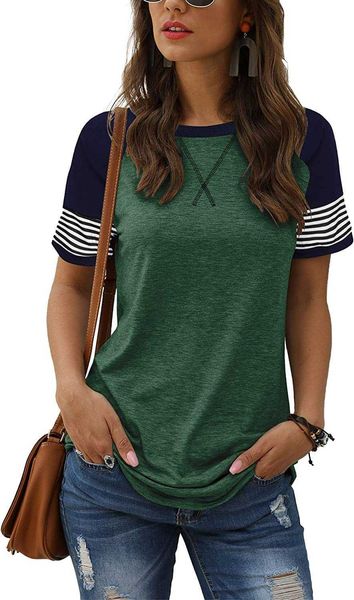 women's short sleeve multiple color block t shirt casual crew neck striped shirtsjhlx, White
women's short sleeve multiple color block t shirt casual crew neck striped shirtsjhlx, White