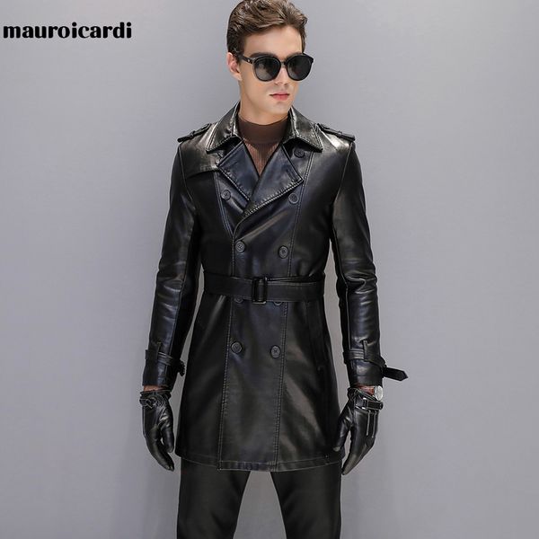 men's leather faux leather mauroicardi autumn black faux leather trench coat men long sleeve belt double breasted brown plus size men c
men's leather faux leather mauroicardi autumn black faux leather trench coat men long sleeve belt double breasted brown plus size men c