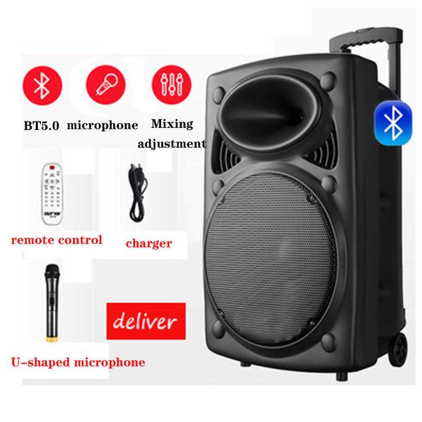 Image of Portable Speakers 12 Inch Outdoor Bluetooth Speaker Column High Portabe Column Subwoofer Sound System Soundbox with Fm Radio Micphone TF USB R230227