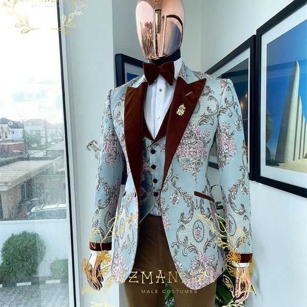men's suits blazers luxury floral wedding tuxedo for groom slim fit men suits brown velvet lapel costume homme 3 pieces blazer vest pan, White;black
men's suits blazers luxury floral wedding tuxedo for groom slim fit men suits brown velvet lapel costume homme 3 pieces blazer vest pan, White;black