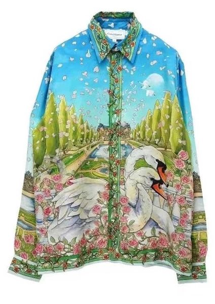 23ss new casablanca hawaii beach shirt men and women the swimming pool white swan loose and versatile short-sleeved fashion shirt, White;black
23ss new casablanca hawaii beach shirt men and women the swimming pool white swan loose and versatile short-sleeved fashion shirt, White;black