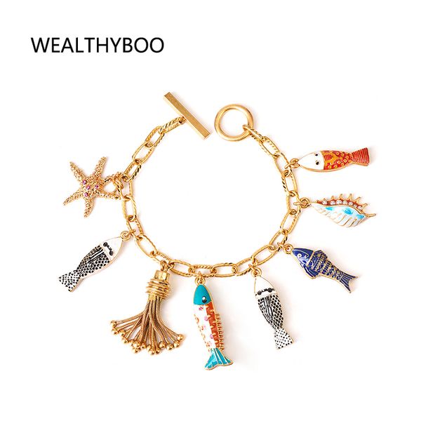 charm bracelets bohemia ocean beauty charms bracelet bangle hand enamel fishes conch seastar tassel pendants toggle bracelet pulseras 230227, Golden;silver
charm bracelets bohemia ocean beauty charms bracelet bangle hand enamel fishes conch seastar tassel pendants toggle bracelet pulseras 230227, Golden;silver