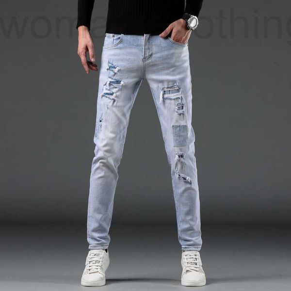 men's jeans designer 2022 autumn high-end jeans men's fashion brand broken-hole embroidery slim fitting small foot light color lon, Blue
men's jeans designer 2022 autumn high-end jeans men's fashion brand broken-hole embroidery slim fitting small foot light color lon, Blue