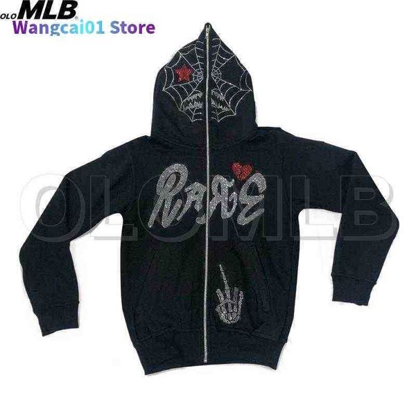 men's hoodies sweatshirts full zip up hoodie y2k men streetwear long seve rhinestones spider web goth sweatshirt oversized o clothing h, Black
men's hoodies sweatshirts full zip up hoodie y2k men streetwear long seve rhinestones spider web goth sweatshirt oversized o clothing h, Black