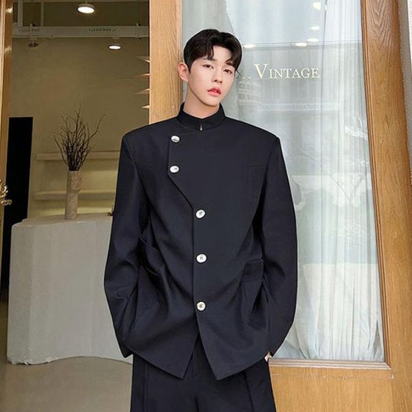 men's suits blazers trendy fashion stand collar loose autumn personality splicing irregular placket design zhongshan 230227, White;black
men's suits blazers trendy fashion stand collar loose autumn personality splicing irregular placket design zhongshan 230227, White;black