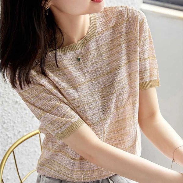 t-shirt knitted short-sleeved women's spring and summer 2023 new half-sleeved contrast loose round neck design sense small top, White
t-shirt knitted short-sleeved women's spring and summer 2023 new half-sleeved contrast loose round neck design sense small top, White