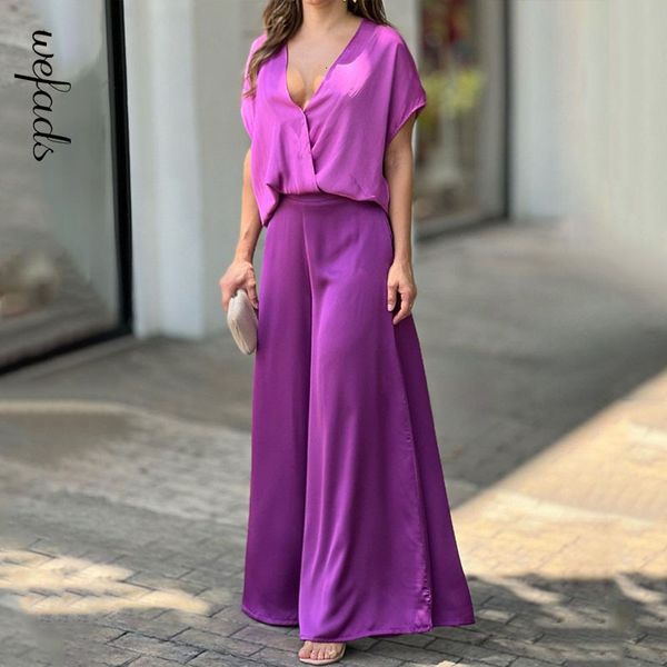 womens two piece pants wefads women set summer casual satin v neck solid short sleeve loose straight legs long sets high streetwear 230227, White
womens two piece pants wefads women set summer casual satin v neck solid short sleeve loose straight legs long sets high streetwear 230227, White