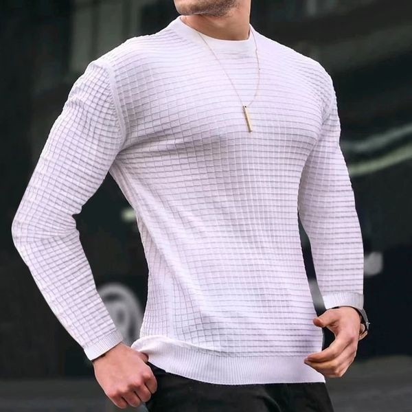 men's polos fashion casual long sleeve slim fit basic knitted sweater pullover male round collar autumn winter cotton tshirt 230227, White;black
men's polos fashion casual long sleeve slim fit basic knitted sweater pullover male round collar autumn winter cotton tshirt 230227, White;black