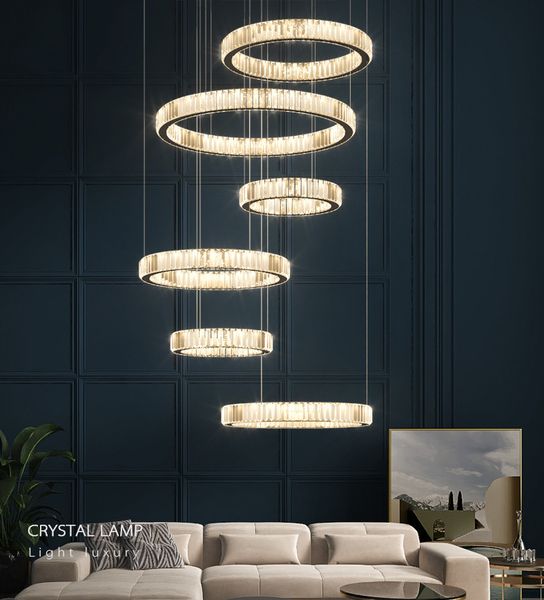 modern round crystal chandelier villa living room staircase hanging light gold/silver ring combination dining room chandelier
modern round crystal chandelier villa living room staircase hanging light gold/silver ring combination dining room chandelier