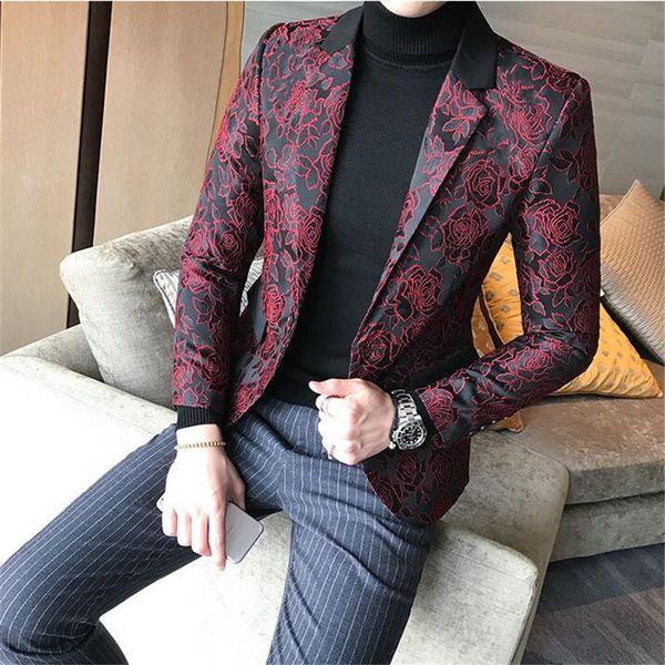 men's suits blazers printed suit jacket fashion men slim club stage formal wedding 's prom dress 230227, White;black
men's suits blazers printed suit jacket fashion men slim club stage formal wedding 's prom dress 230227, White;black