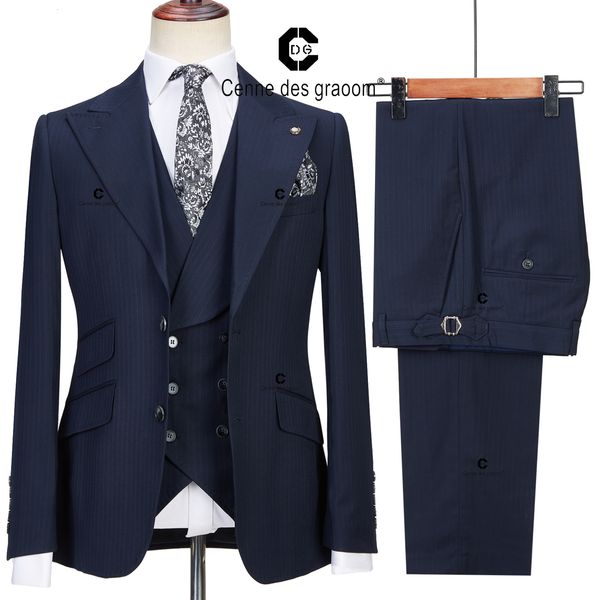 men's suits blazers cenne des graoom dark blue pinstripe 3 piece classic men suits blazer vest pants lapel formal business prom wedding, White;black
men's suits blazers cenne des graoom dark blue pinstripe 3 piece classic men suits blazer vest pants lapel formal business prom wedding, White;black