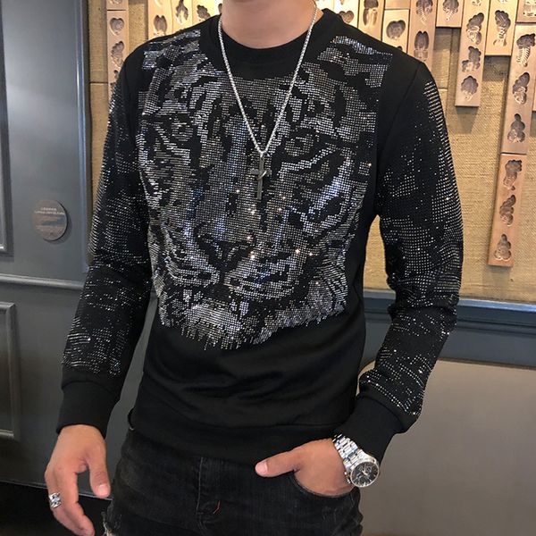 men's polos autumn winter fashion brand tee shirt homme personalized trend drilling tiger head heavy industry tshirt men 230225, White;black
men's polos autumn winter fashion brand tee shirt homme personalized trend drilling tiger head heavy industry tshirt men 230225, White;black