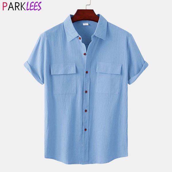 men's casual shirts double pocket cotton linen shirt men summer short sleeve casual button down shirts mens beach holiday breathable ca, White;black
men's casual shirts double pocket cotton linen shirt men summer short sleeve casual button down shirts mens beach holiday breathable ca, White;black