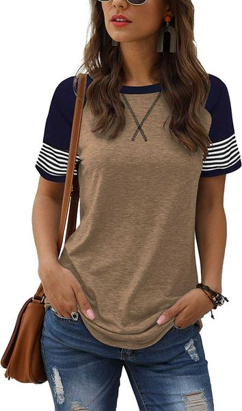 women's short sleeve multiple color block t shirt casual crew neck striped shirts4wz4, White
women's short sleeve multiple color block t shirt casual crew neck striped shirts4wz4, White