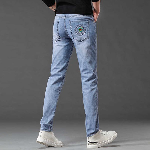 men's jeans designer summer thin embroidered jeans for men's slim-fitting and water-washed leggings casual wear 1ngy, Blue
men's jeans designer summer thin embroidered jeans for men's slim-fitting and water-washed leggings casual wear 1ngy, Blue