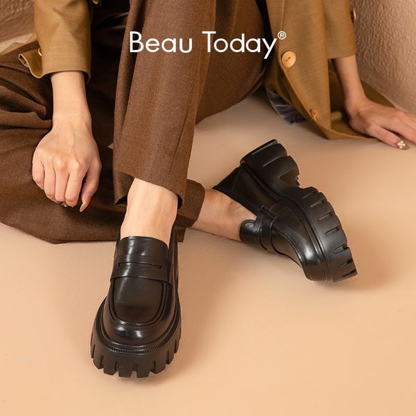 dress shoes beautoday platform penny loafers women genuine cow leather round toe slip on chunky sole ladies casual shoes handmade 27733 2302, Black
dress shoes beautoday platform penny loafers women genuine cow leather round toe slip on chunky sole ladies casual shoes handmade 27733 2302, Black