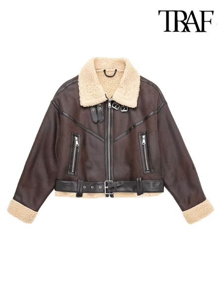 women's jackets traf women fashion thick warm faux fur shearling jacket coat vintage long sleeve zip-up female outerwear chic 230227, Black;brown
women's jackets traf women fashion thick warm faux fur shearling jacket coat vintage long sleeve zip-up female outerwear chic 230227, Black;brown