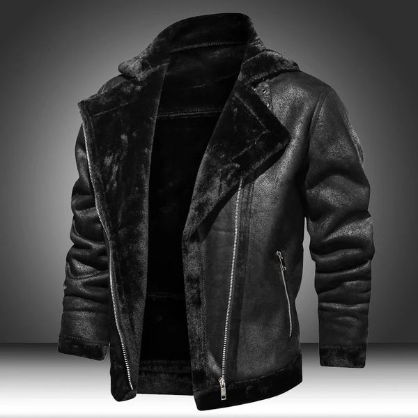men's leather faux leather men's winter fleece motorcycle leather jacket plus velvet thick retro vintage leisure male outwear warm, Black
men's leather faux leather men's winter fleece motorcycle leather jacket plus velvet thick retro vintage leisure male outwear warm, Black