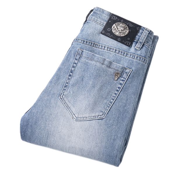 men's jeans spring summer thin slim fit european american high-end brand small straight double f pants q9536-2, Blue
men's jeans spring summer thin slim fit european american high-end brand small straight double f pants q9536-2, Blue