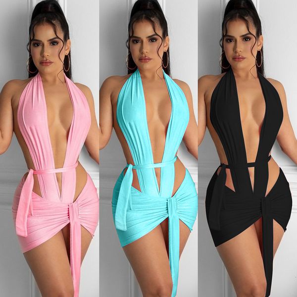 two piece dress solid deep v two piece sets midnight club halter bodysuit skirt backless summer partywear hollow out ruched women set 230228, White
two piece dress solid deep v two piece sets midnight club halter bodysuit skirt backless summer partywear hollow out ruched women set 230228, White