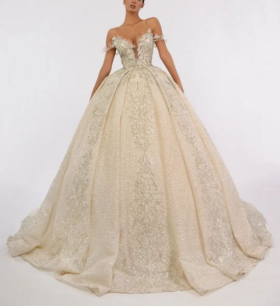 ball gown wedding dresses sleeveless v neck off shoulder sequins appliques beaded 3d lace ruffles diamond pearls bridal gowns lace-up custom, White
ball gown wedding dresses sleeveless v neck off shoulder sequins appliques beaded 3d lace ruffles diamond pearls bridal gowns lace-up custom, White