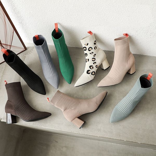 boots candy color sock boots women pointed toe high heels leopard stretch fabric bottes femme brethable stripe knitting ankle boots 230228, Black
boots candy color sock boots women pointed toe high heels leopard stretch fabric bottes femme brethable stripe knitting ankle boots 230228, Black