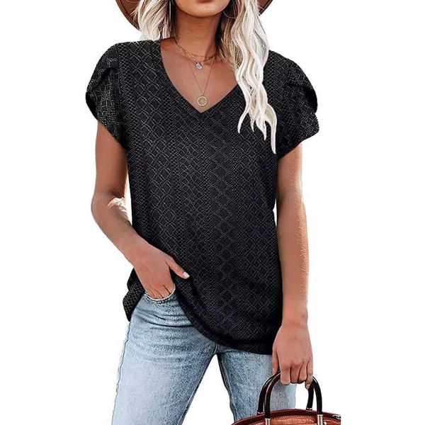 2023 summer woman solid v neck short sleeve loose short sleeve t-shirt women women's knitwear whhj, White
2023 summer woman solid v neck short sleeve loose short sleeve t-shirt women women's knitwear whhj, White