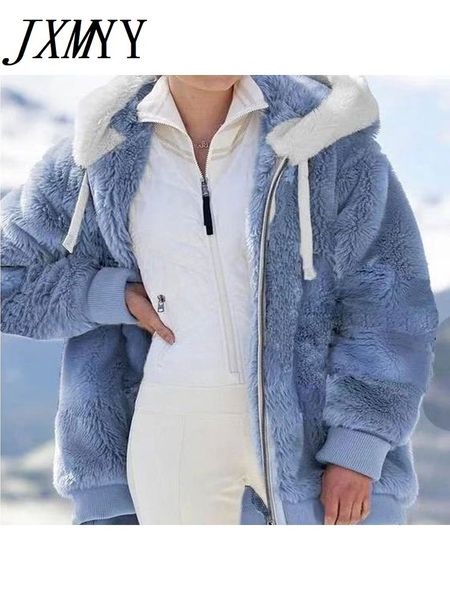 women's wool blends jxmyy autumn and winter fashion simple casual loose plush zipper hooded jacket clothing 230227, Black
women's wool blends jxmyy autumn and winter fashion simple casual loose plush zipper hooded jacket clothing 230227, Black