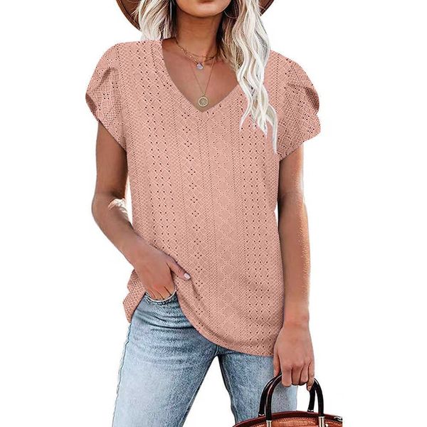 2023 summer woman solid v neck short sleeve loose short sleeve t-shirt women women's knitwear 1a1p, White
2023 summer woman solid v neck short sleeve loose short sleeve t-shirt women women's knitwear 1a1p, White