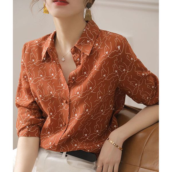 women's blouses shirts vintage printed lapel button loose all-match shirt women's clothing autumn casual long sleeve office lady, White
women's blouses shirts vintage printed lapel button loose all-match shirt women's clothing autumn casual long sleeve office lady, White