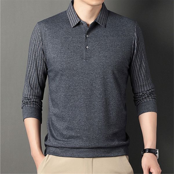 men's polos autumn polo shirt men fashion patchwork business casual long sleeves polo shirt mens stripe sleeves turn down collar 23022, White;black
men's polos autumn polo shirt men fashion patchwork business casual long sleeves polo shirt mens stripe sleeves turn down collar 23022, White;black