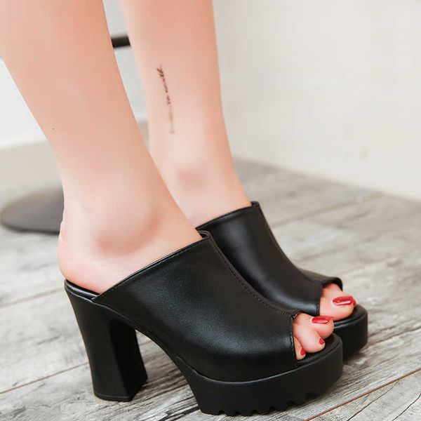 slippers 2023 women high heel mules black peep toe platform ladies leather sole femal slip on y2302
slippers 2023 women high heel mules black peep toe platform ladies leather sole femal slip on y2302