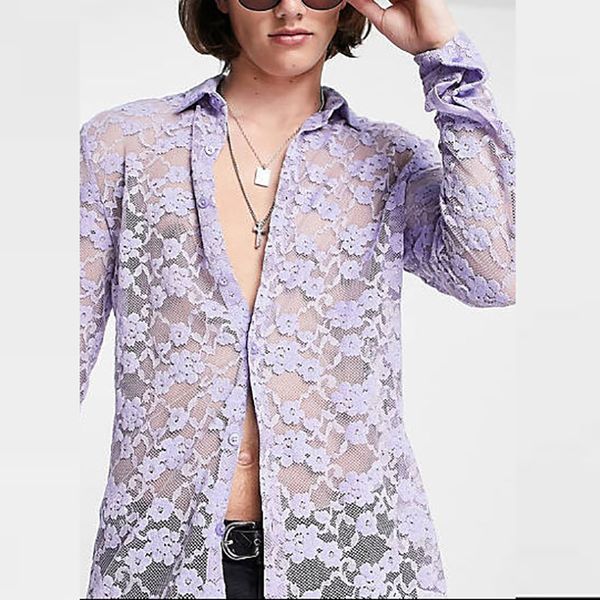 men's casual shirts streetwear trend floral embroidery see through men leisure loose long sleeve lapel button solid shirt for mens 230, White;black
men's casual shirts streetwear trend floral embroidery see through men leisure loose long sleeve lapel button solid shirt for mens 230, White;black