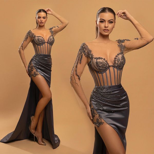 evening dresses new prom party gown plus size o-neck formal mermaid long sleeve beaded satin illusion floor-length custom trumpet, Black
evening dresses new prom party gown plus size o-neck formal mermaid long sleeve beaded satin illusion floor-length custom trumpet, Black