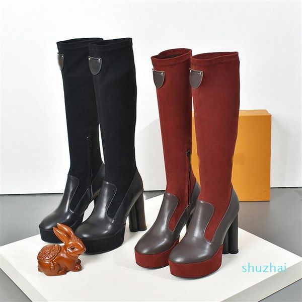 winter lady knee boots silky cowhide with stretch velvet stitching thigh-high boot platform designer 11cm chunky heels women booti302r, Black
winter lady knee boots silky cowhide with stretch velvet stitching thigh-high boot platform designer 11cm chunky heels women booti302r, Black