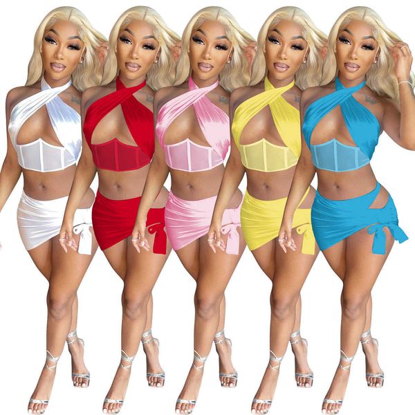 women designers clothes 2023 spring and summer women's fishbone body shaping bandage pull skirt set, White
women designers clothes 2023 spring and summer women's fishbone body shaping bandage pull skirt set, White