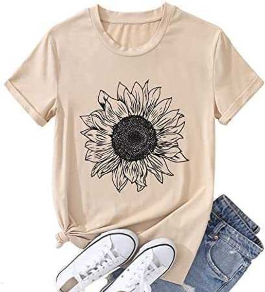 women's summer sunflower t shirt cute flower graphic loose tees crew neck short sleeve casual women cotton blousehlts, White
women's summer sunflower t shirt cute flower graphic loose tees crew neck short sleeve casual women cotton blousehlts, White