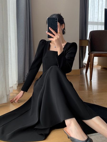 casual dress dress fashion spring and summer new long sleeve waist show thin temperament goddess square neck dress, Black;gray
casual dress dress fashion spring and summer new long sleeve waist show thin temperament goddess square neck dress, Black;gray