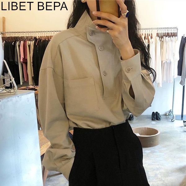 women's blouses shirts autumn winter women's blouses fashionable stand collar irregular buttons pockets office lady wild shirts b, White
women's blouses shirts autumn winter women's blouses fashionable stand collar irregular buttons pockets office lady wild shirts b, White