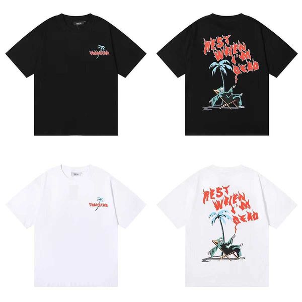 23 trapstar t shirt classic coconut tree recliner comfortable life pattern printed cotton short-sleeved men's and women's, White;black
23 trapstar t shirt classic coconut tree recliner comfortable life pattern printed cotton short-sleeved men's and women's, White;black