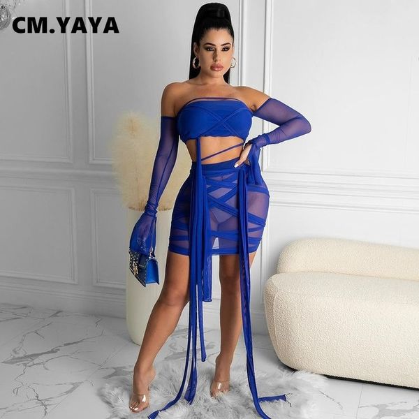 two piece dress cmyaya women set solid mesh full flare sleeve strapless crop bandage mini skirts two 2 piece sets night outfit summer 23022, White
two piece dress cmyaya women set solid mesh full flare sleeve strapless crop bandage mini skirts two 2 piece sets night outfit summer 23022, White