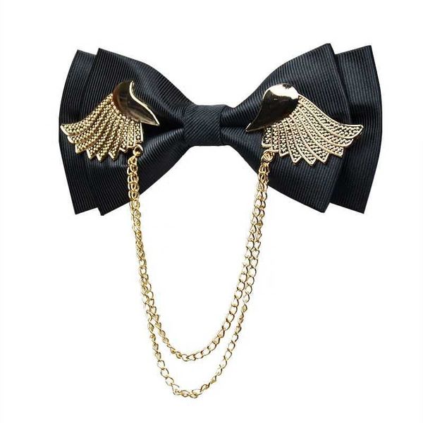 

neck ties designers brand metal golden wings bow tie for men party wedding butterfly fashion casual double layer male bowtie gift box j23022, Blue;purple