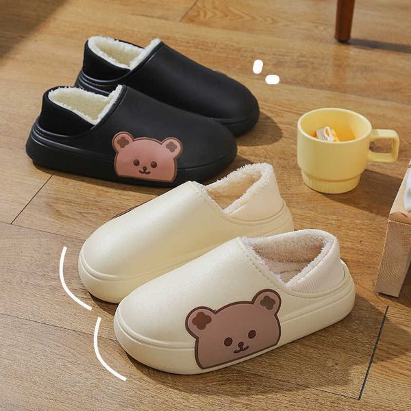 slippers winter women men thick platform waterproof cotton shoes indoor warm fur flat slides non-slip cute bear cartoon slipper y2302, Black
slippers winter women men thick platform waterproof cotton shoes indoor warm fur flat slides non-slip cute bear cartoon slipper y2302, Black
