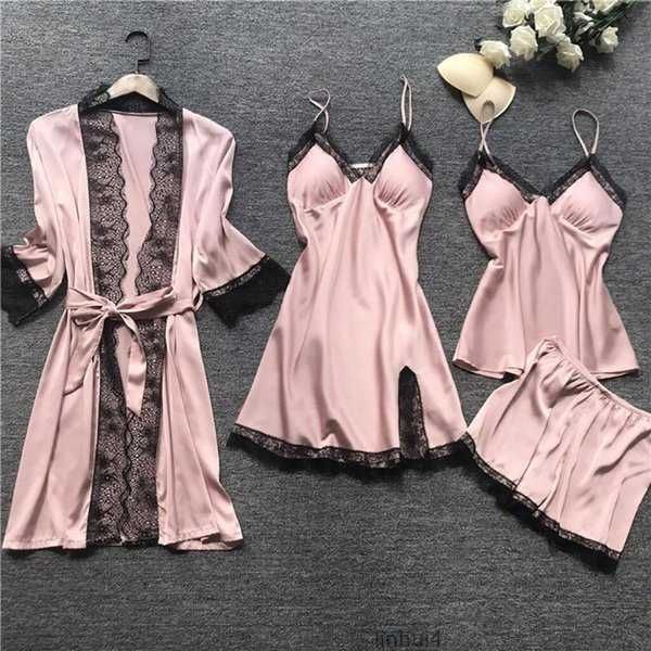 women's sleepwear 4pc silk robe sleep suit womens lace satin pajamas gown set v-neck cami nighties wear pijama female spring home night, Black;red
women's sleepwear 4pc silk robe sleep suit womens lace satin pajamas gown set v-neck cami nighties wear pijama female spring home night, Black;red