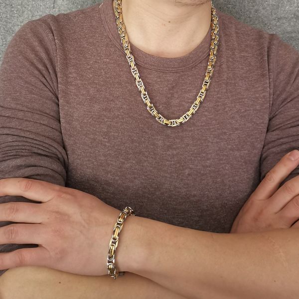 mens jewelry set fashion byzantine chain link necklace bracelet stainless steel gold-silver gifts for friends 8mm 24inch 8.66inch
mens jewelry set fashion byzantine chain link necklace bracelet stainless steel gold-silver gifts for friends 8mm 24inch 8.66inch