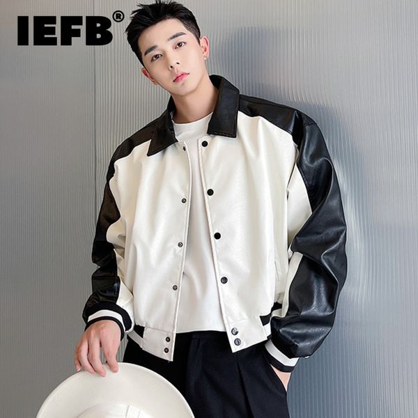 men's leather faux leather iefb men color block patchwork casual sweatwear pu leather jacket design loose motorcycle lapel short coat a, Black
men's leather faux leather iefb men color block patchwork casual sweatwear pu leather jacket design loose motorcycle lapel short coat a, Black