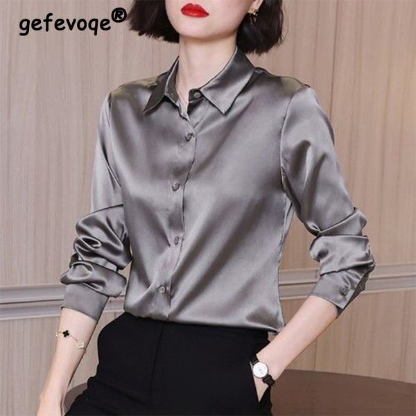 women's blouses shirts spring summer office lady solid long sleeve satin shirt female simple all-match polo-neck temperament blouse wom, White
women's blouses shirts spring summer office lady solid long sleeve satin shirt female simple all-match polo-neck temperament blouse wom, White