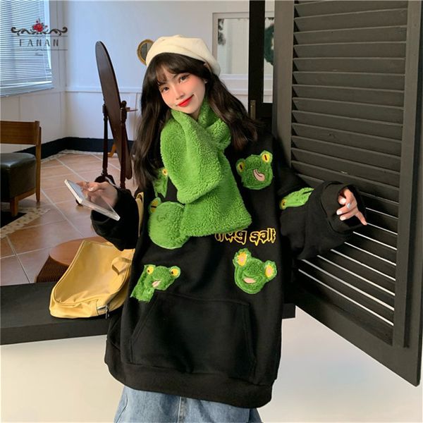 women's hoodies sweatshirts cartoon frog women hoodie give away scarf sweatshirt spring loose casual pullovers oneck harajuku fashion s, Black
women's hoodies sweatshirts cartoon frog women hoodie give away scarf sweatshirt spring loose casual pullovers oneck harajuku fashion s, Black