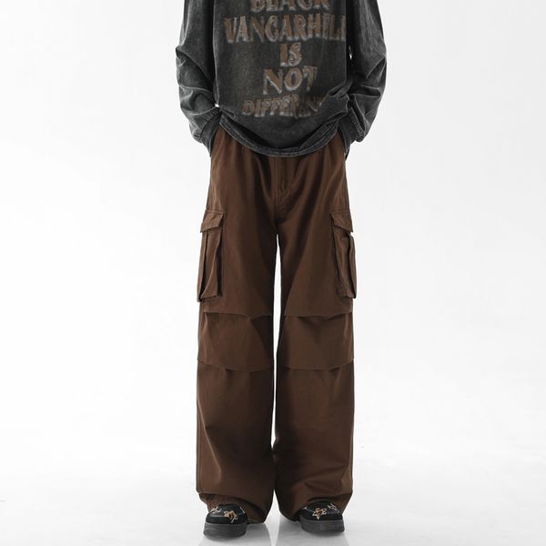 men's pants japanese retro coffee cargo pants men's plicated straight tube cityboy pant fashion streetwear vintage mopping trouser, Black
men's pants japanese retro coffee cargo pants men's plicated straight tube cityboy pant fashion streetwear vintage mopping trouser, Black