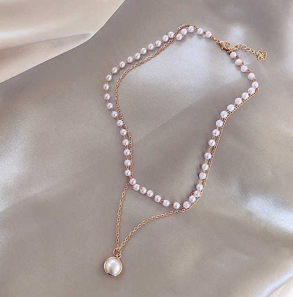 new fashion simple chain beads multi layer necklace pearl pendant necklace, Silver
new fashion simple chain beads multi layer necklace pearl pendant necklace, Silver